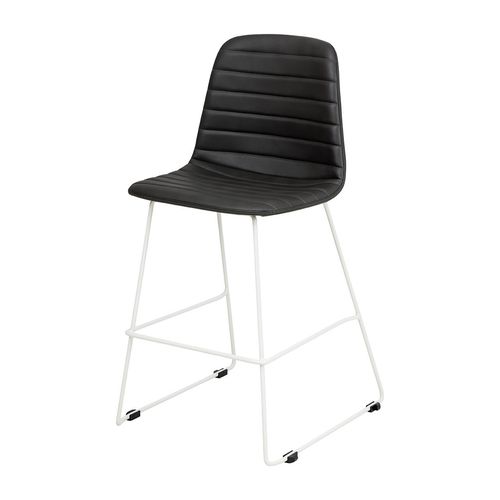 Sofia Kitchen Stool White Sled Base Black PU