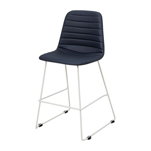 Sofia Kitchen Stool White Sled Base Navy PU