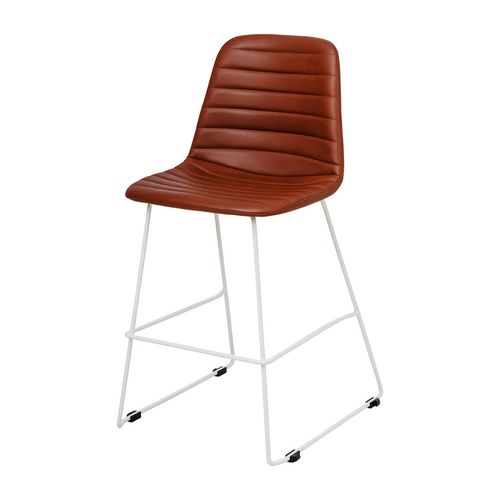 Sofia Kitchen Stool White Sled Base Russet Tan PU
