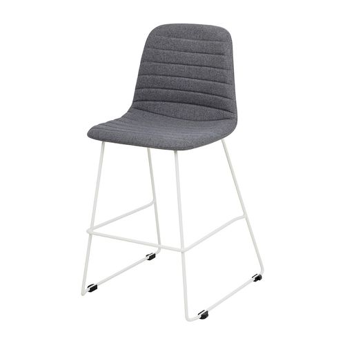 Sofia Kitchen Stool White Sled Base Pewter Fabric