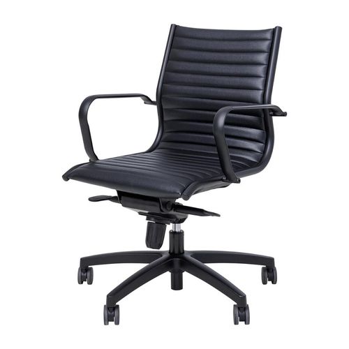 Metro Executive Midback Chair Black Base with Arms Black PU