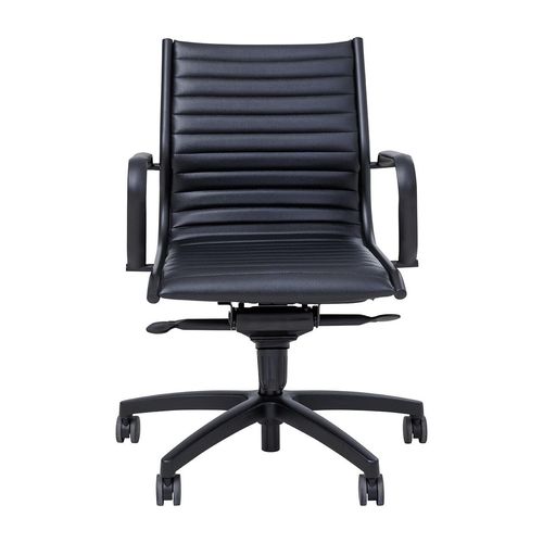 Metro Executive Midback Chair Black Base with Arms Black PU