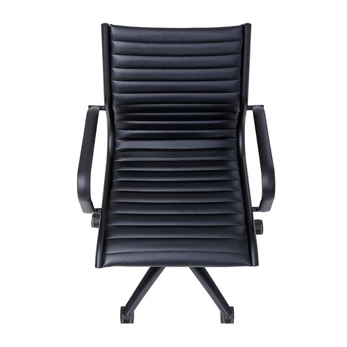 Metro Executive Midback Chair Black Base with Arms Black PU