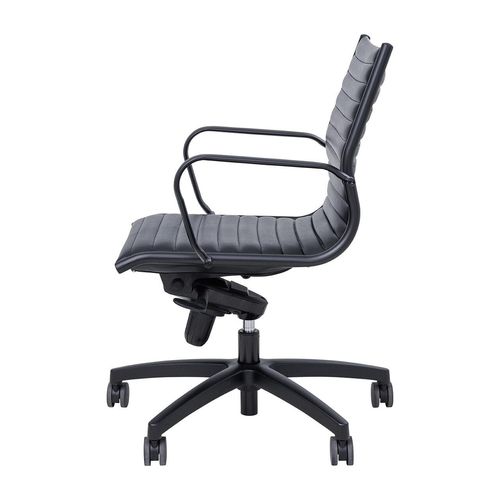 Metro Executive Midback Chair Black Base with Arms Black PU