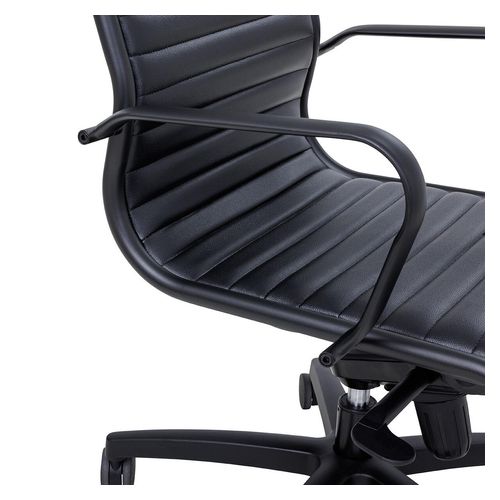 Metro Executive Midback Chair Black Base with Arms Black PU