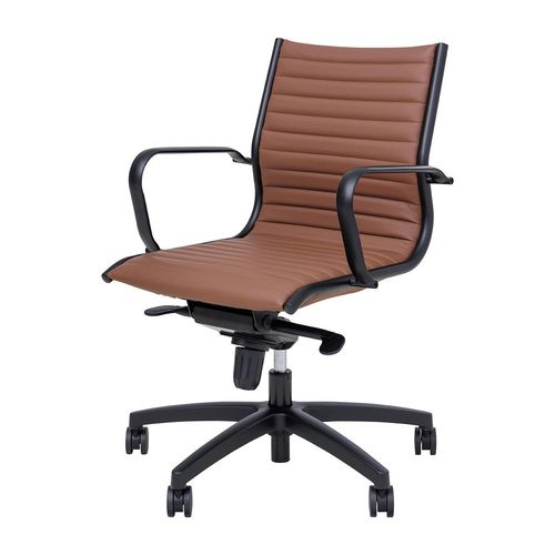 Metro Executive Midback Chair Black Base with Arms Chocolate PU