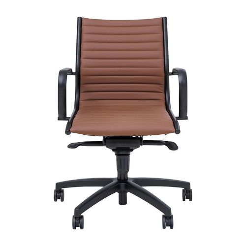Metro Executive Midback Chair Black Base with Arms Chocolate PU