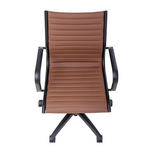 Metro Executive Midback Chair Black Base with Arms Chocolate PU
