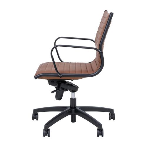 Metro Executive Midback Chair Black Base with Arms Chocolate PU