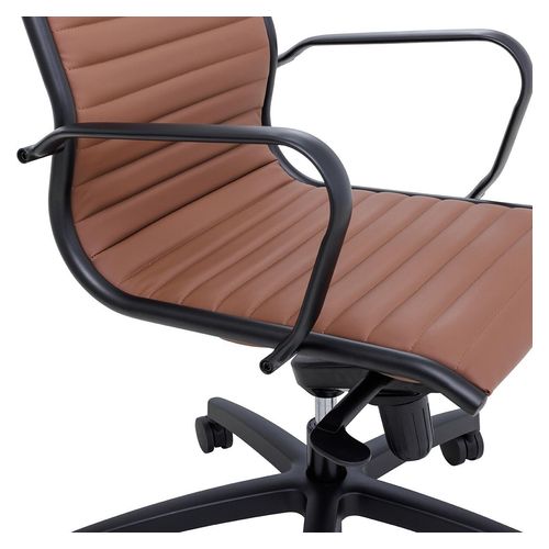 Metro Executive Midback Chair Black Base with Arms Chocolate PU