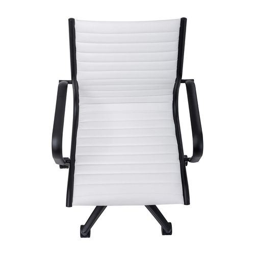 Metro Executive Midback Chair Black Base with Arms White PU