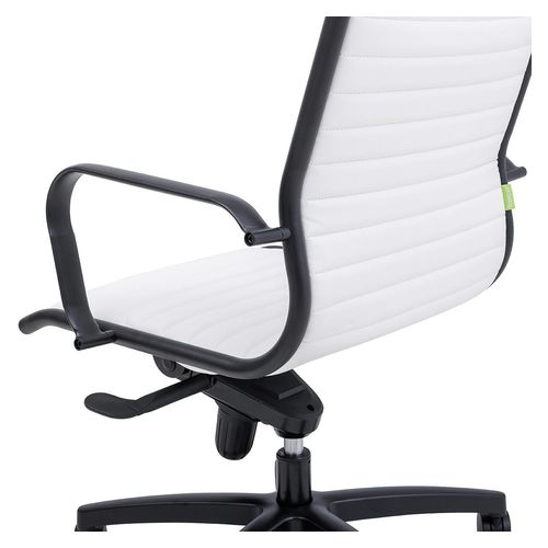 Metro Executive Midback Chair Black Base with Arms White PU