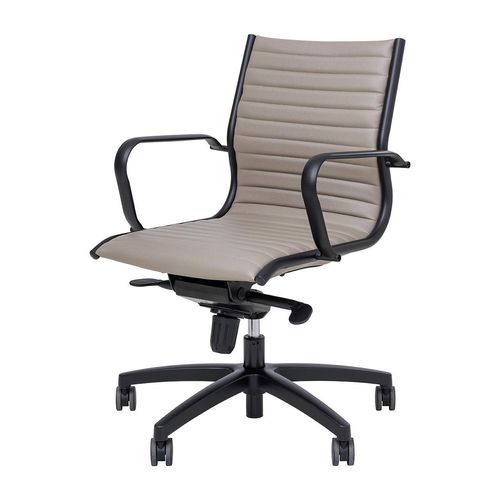 Metro Executive Midback Chair Black Base with Arms Camel PU