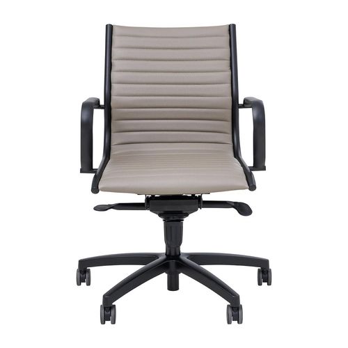 Metro Executive Midback Chair Black Base with Arms Camel PU