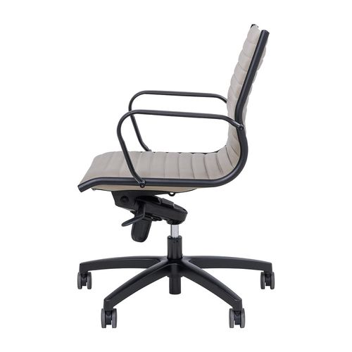 Metro Executive Midback Chair Black Base with Arms Camel PU