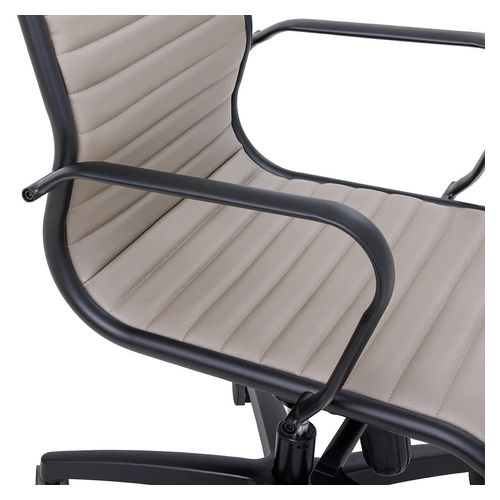 Metro Executive Midback Chair Black Base with Arms Camel PU