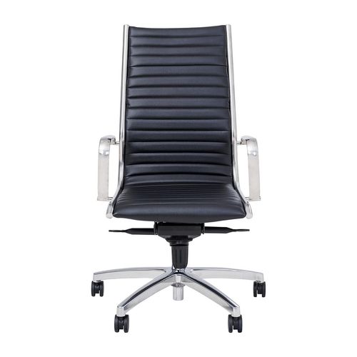 Metro Executive Highback Chair Chrome Base with Arms Black PU