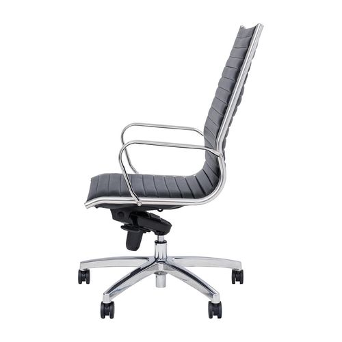 Metro Executive Highback Chair Chrome Base with Arms Black PU