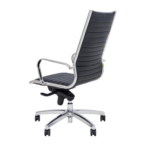 Metro Executive Highback Chair Chrome Base with Arms Black PU