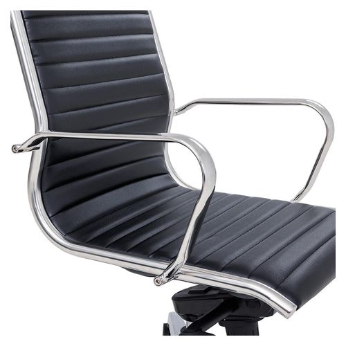 Metro Executive Highback Chair Chrome Base with Arms Black PU