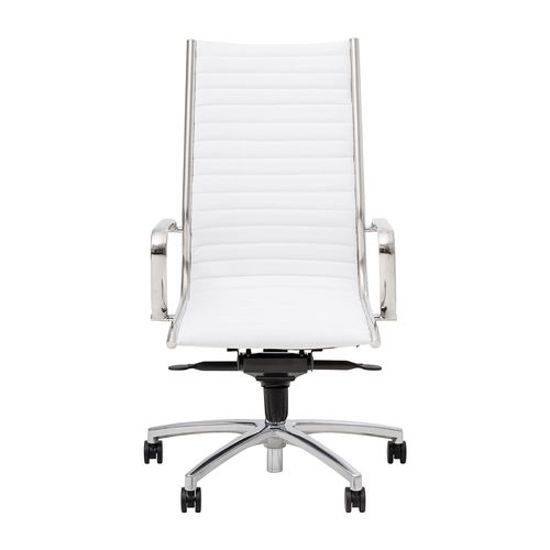 Metro Executive Highback Chair Chrome Base with Arms White PU
