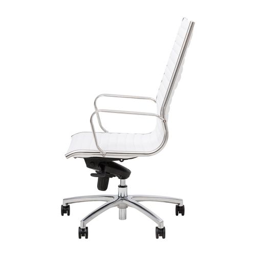 Metro Executive Highback Chair Chrome Base with Arms White PU