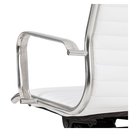 Metro Executive Highback Chair Chrome Base with Arms White PU
