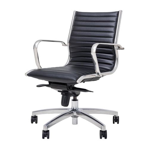 Metro Executive Midback Chair Chrome Base with Arms Black PU