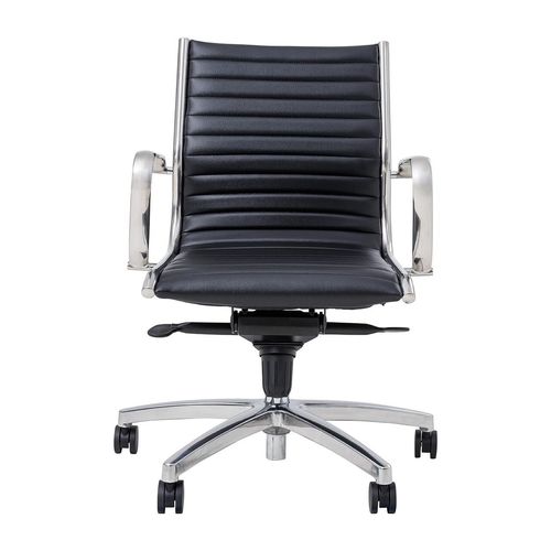 Metro Executive Midback Chair Chrome Base with Arms Black PU