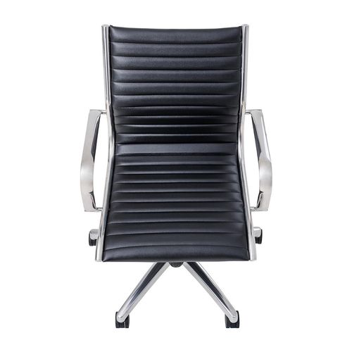 Metro Executive Midback Chair Chrome Base with Arms Black PU