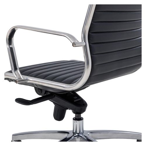 Metro Executive Midback Chair Chrome Base with Arms Black PU
