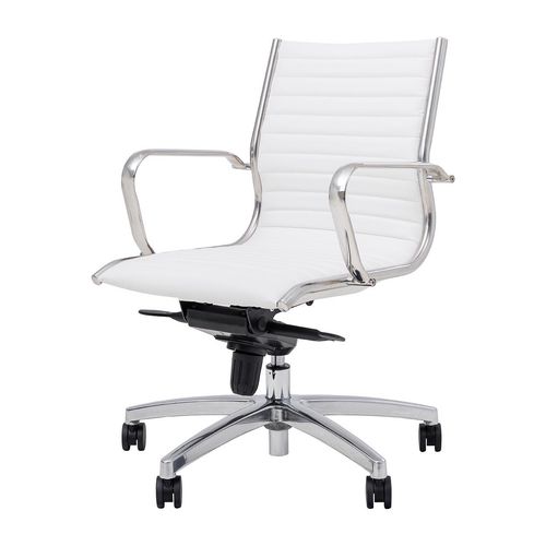 Metro Executive Midback Chair Chrome Base with Arms White PU