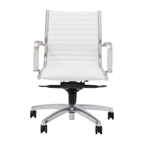 Metro Executive Midback Chair Chrome Base with Arms White PU