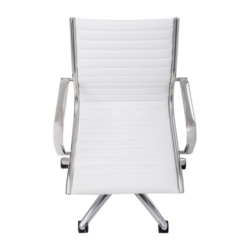 Metro Executive Midback Chair Chrome Base with Arms White PU