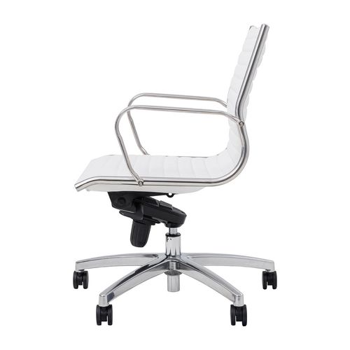 Metro Executive Midback Chair Chrome Base with Arms White PU