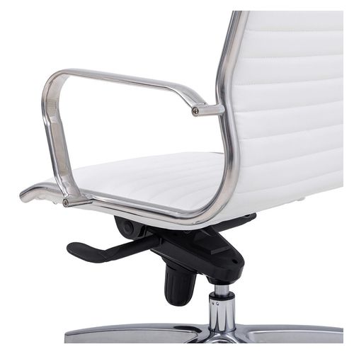 Metro Executive Midback Chair Chrome Base with Arms White PU
