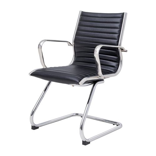 Metro Executive Midback Chair Chrome Cantilever Base with Arms Black PU