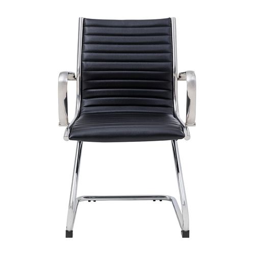 Metro Executive Midback Chair Chrome Cantilever Base with Arms Black PU