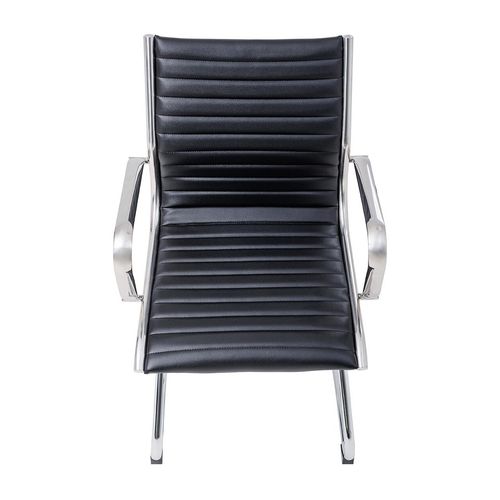 Metro Executive Midback Chair Chrome Cantilever Base with Arms Black PU
