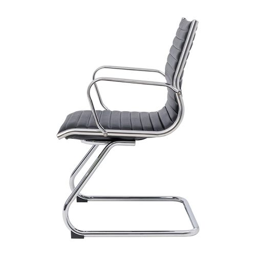Metro Executive Midback Chair Chrome Cantilever Base with Arms Black PU