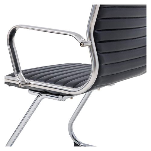 Metro Executive Midback Chair Chrome Cantilever Base with Arms Black PU