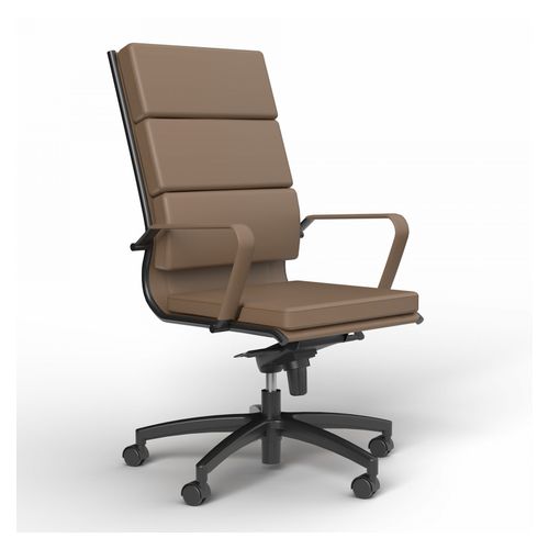 Mode Executive Chair High Back with Arms Black Base Chocolate PU