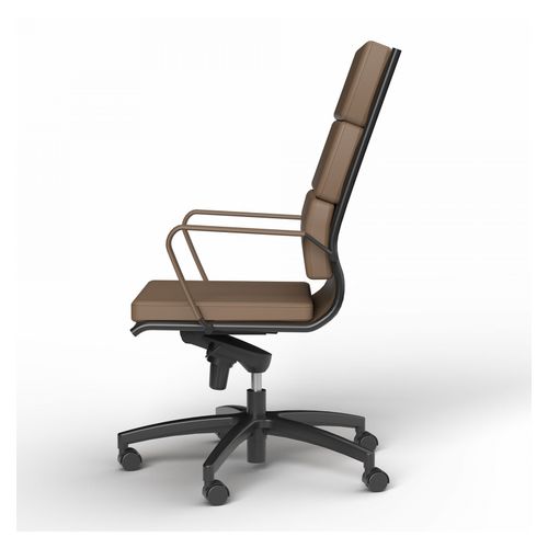 Mode Executive Chair High Back with Arms Black Base Chocolate PU