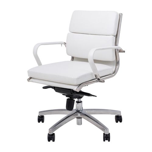 Mode Executive Chair Mid Back with Arms Chrome Base White PU