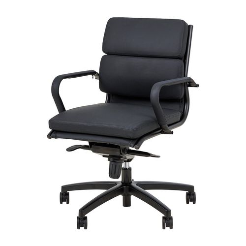 Mode Executive Chair Mid Back with Arms Black Base Black PU
