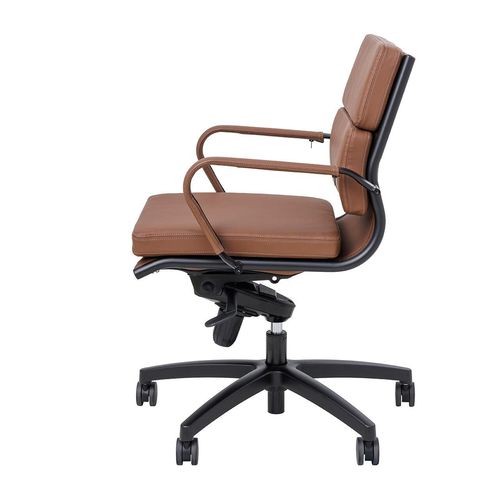 Mode Executive Chair Mid Back with Arms Black Base Chocolate PU