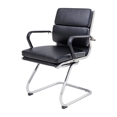 Mode Executive Chair Mid Back with Arms Chrome Cantilever Base Black PU