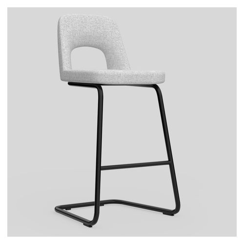 Elaro Bar Stool Black Cantilever Frame Greymist Fabric