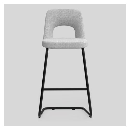 Elaro Bar Stool Black Cantilever Frame Greymist Fabric