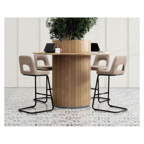 Elaro Bar Stool Black Cantilever Frame Walnut Fabric